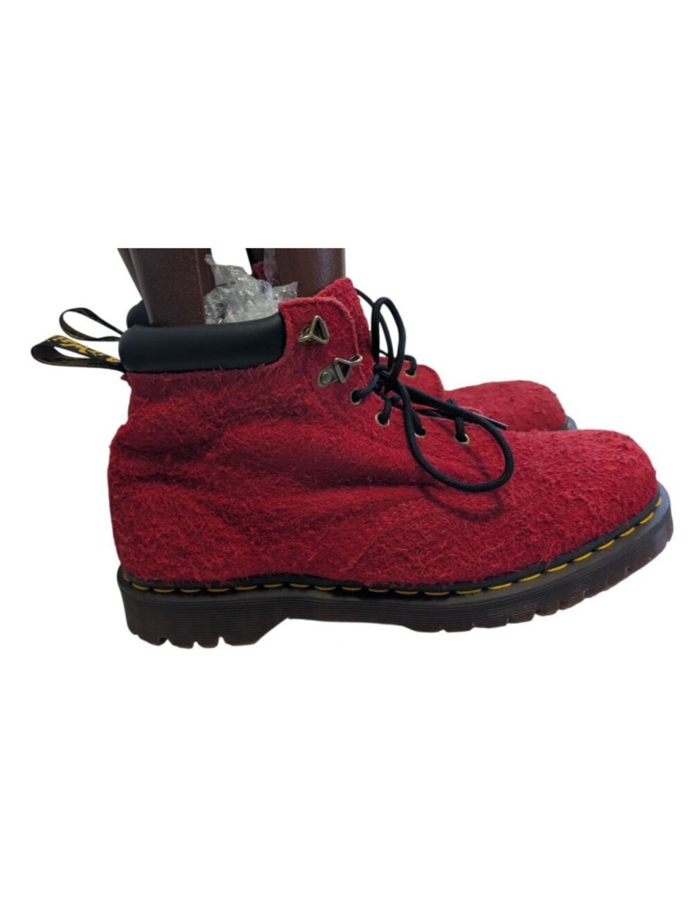 Dr. Martens 939 Ben Boots Mens 12 UK 11 Red Hairy Suede Padded Collar 6-Eye Lug
